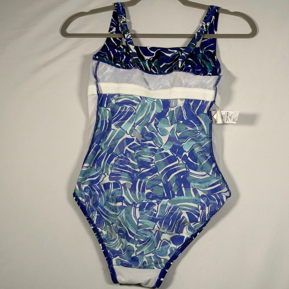 LL Bean Swimsuit Women Size 4 Blue Tropical One Piece Sunblocking UPF 50 Coastal - Picture 5 of 9